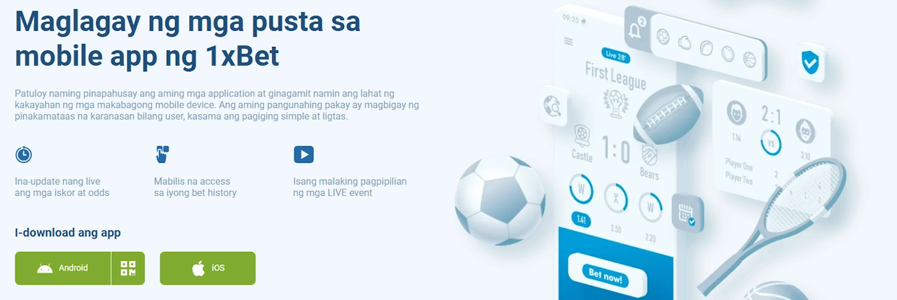 Mainpage 1xBet aplication